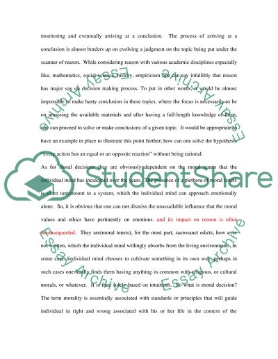 Theory of Knowledge: Emotion and Reason in Evolving Moral Decisions