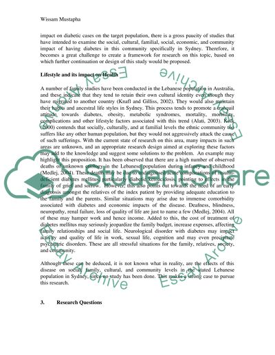 Factors Leading to the Development of Diabetes Cases amongst the Lebanese Community in Sydney