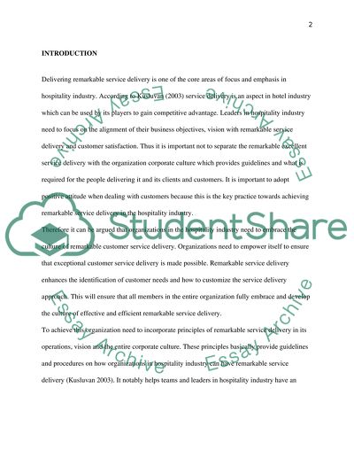 The Principles of Delivering Remarkable Service in the Hospitality Industry