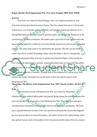 Annotated Bibliography on The Peloponessian War