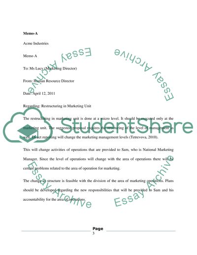 Restructuring in Marketing Unit