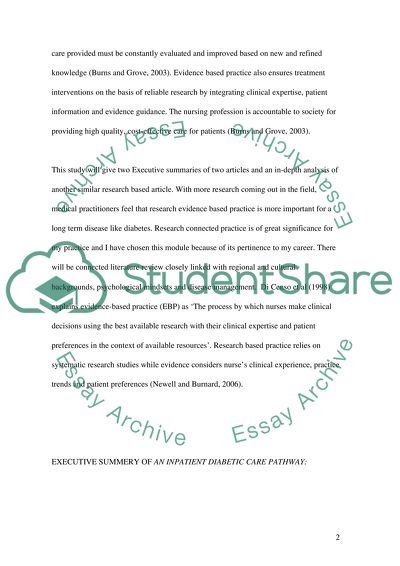 The Improvement of Diabetes Care Concept