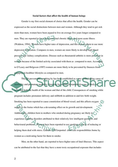 How Social and Psychological Factors Influence a Specific Aspect of Health