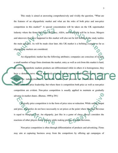 Features of an Oligopolistic Market the Roles of Both Price and Non-Price Competition in this Market
