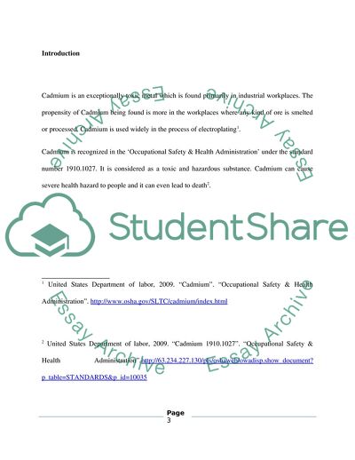 Health Effects of Cadmium and the Safety Standards