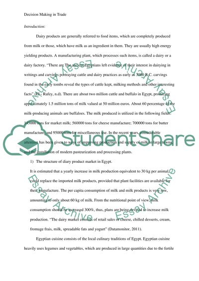 Decision Making in Trade