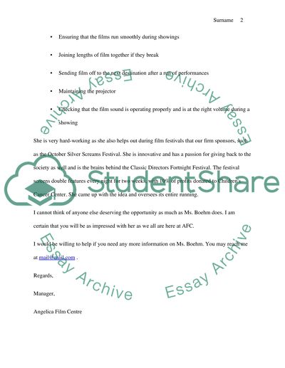 Recommendation letter for Scholarship