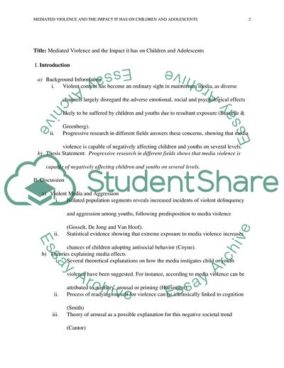 Mediated Violence and the Impact It Has on Children and Adolescents