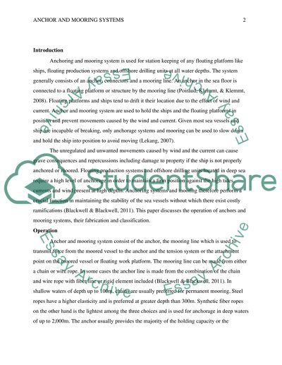 Anchor and mooring systems