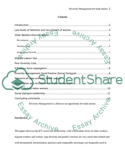 Diversity Management - a Threat or Opportunity for Trade Unions