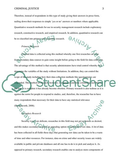 Quantitative Research Methods: Criminal Justice/ Security Management