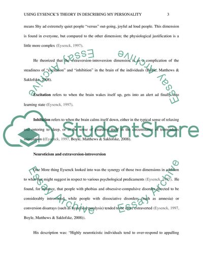 Using Eysencks Theory in Describing Personality