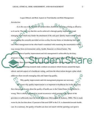 Legal, Ethical, and Risk Aspects in Total Quality and Risk Management