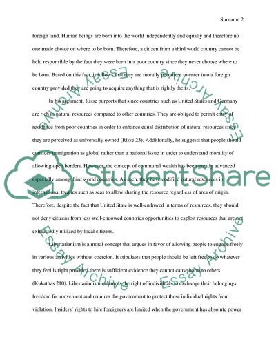 Kukathass and Risses Arguments in Favor of Immigration