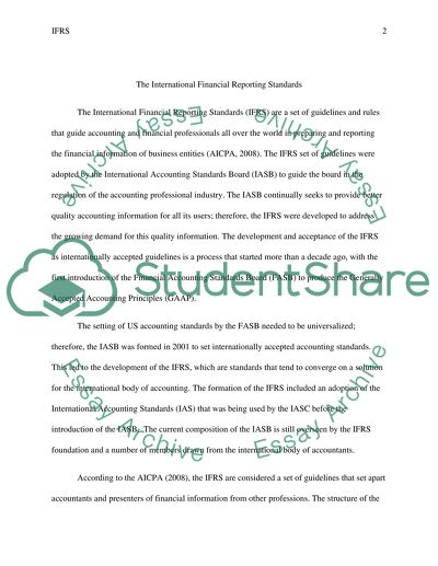 Finance and Accounting Research Paper: The International Financial Reporting Standards