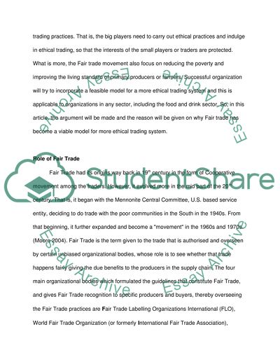 The Fairtrade Movement as a More Ethical Trading System