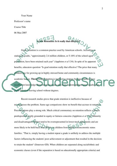 student retention research paper