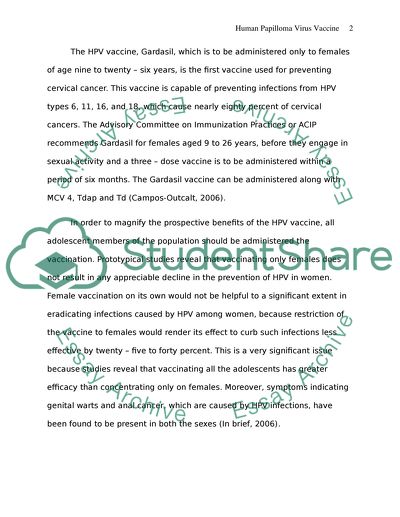 Discuss the risks and benefits of the human papilloma virus vaccine