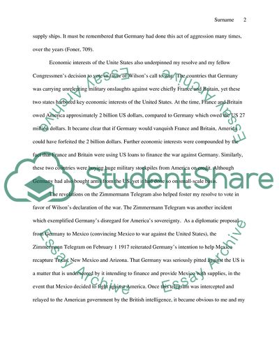 Reasons Why I Voted in Support of President Woodrow Wilsons Declaration of War in April 1917