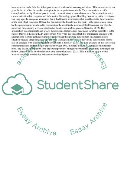 Poor Terms of Communication between Businesses