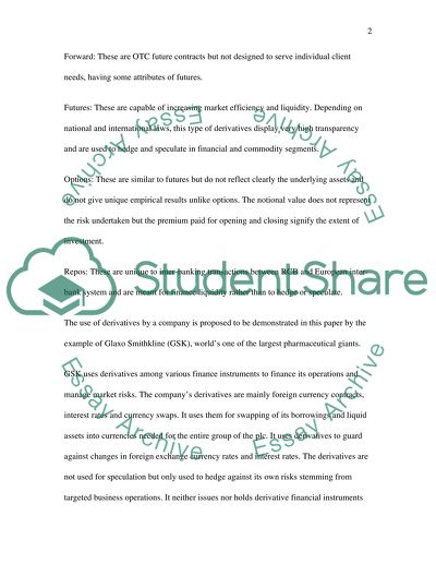 The Use of Derivatives Markets and Products by a Company