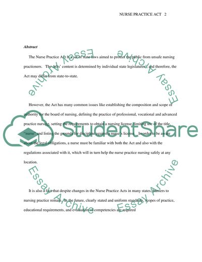 History of Nurse Practice Act