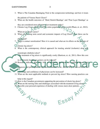 Questionnaire about ulcers