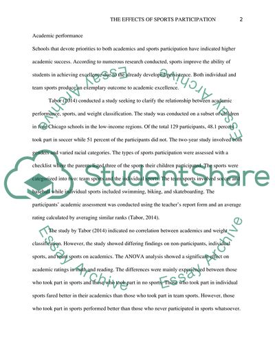 The effects of sports participation on childrens achievements in school