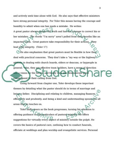 Analysis of Stan Tolers Practical Guide for Pastoral Ministry