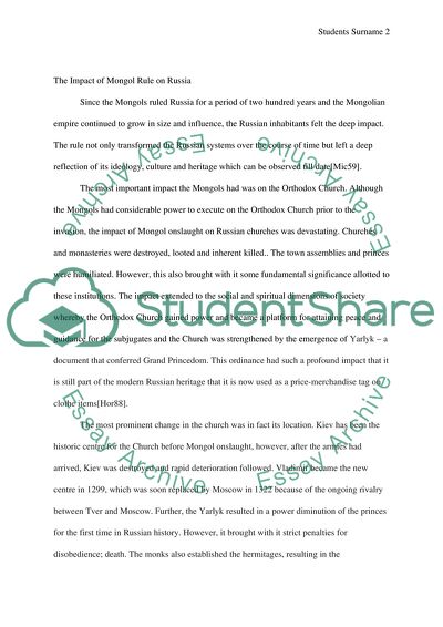 The Impact of Mongol Rule on Russia