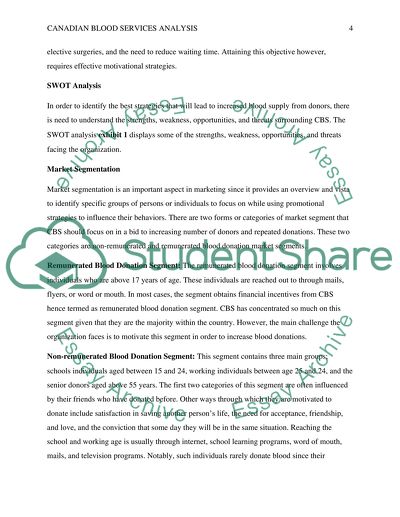 Marketing Plan for Canadian Blood Services