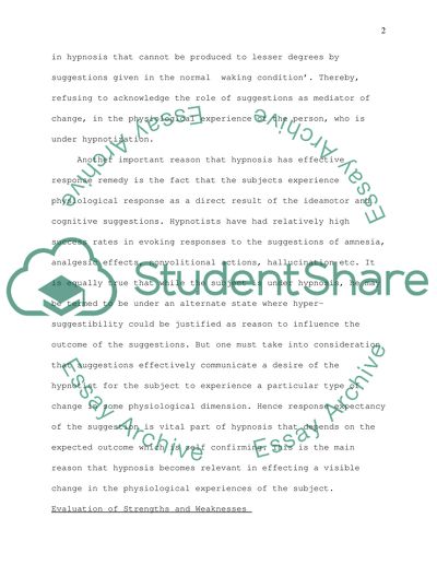 Hypnosis and Placebos: Response Expectancy as a Mediator