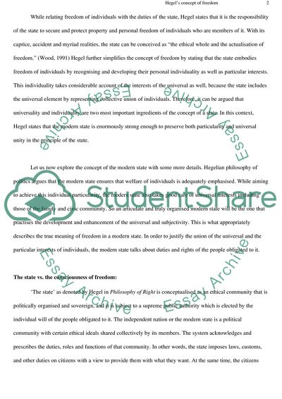 Hegels Concept of Freedom in the Modern State