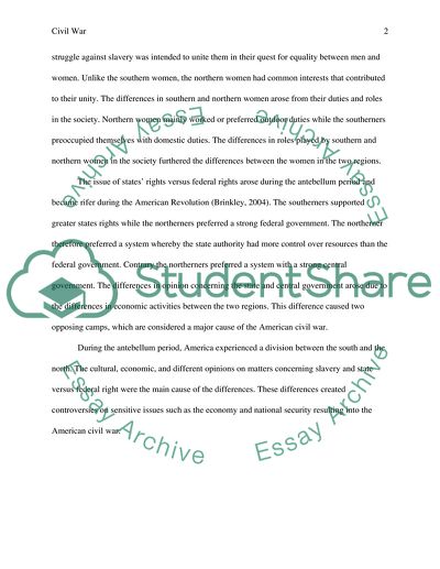 Causes of the Civil War Activity