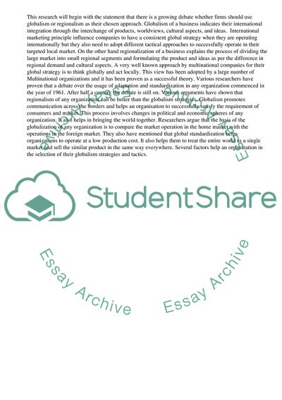 Relationship of Regionalism and Globalism