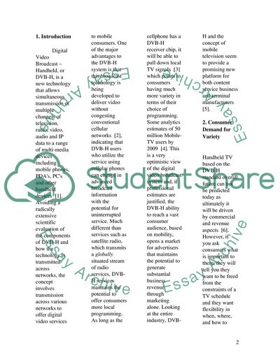 Digital Video Broadcast: Handheld Assessment of Emerging Technology