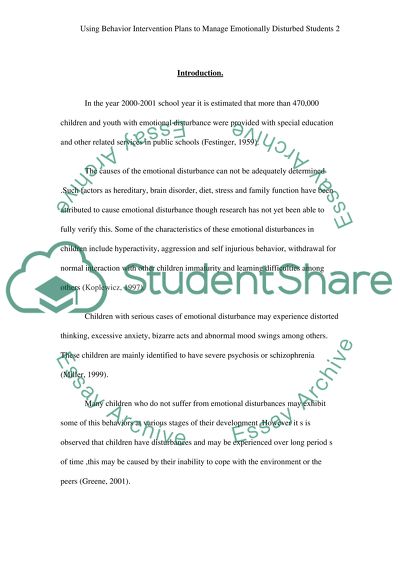 Managing Emotionally Disturbed Students