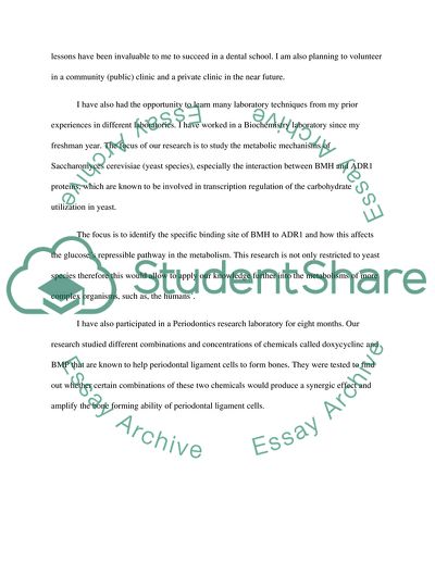 Dental School Applicataion