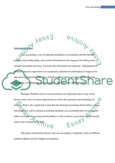 Cost and Management Accounting