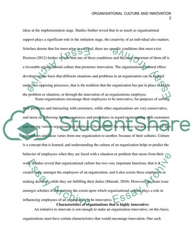 organizational culture essay questions