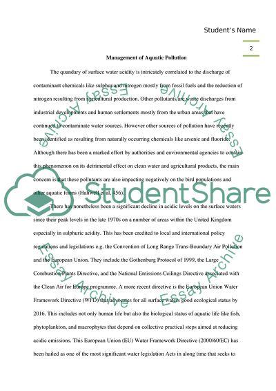 The Problem of Surface Water Acidification