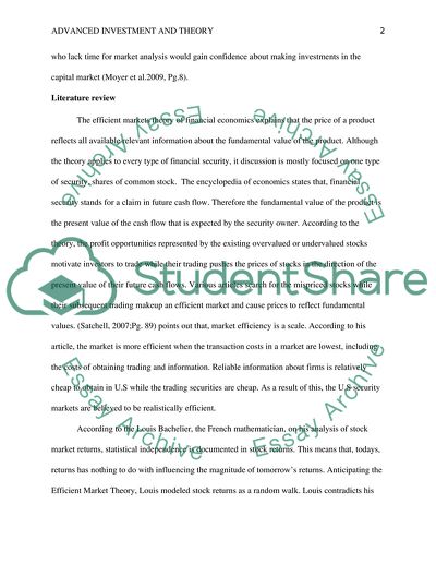 Advanced Investment and Theory