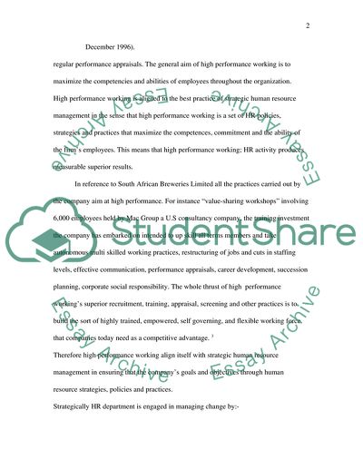 Human Resource Strategies of South African Breweries