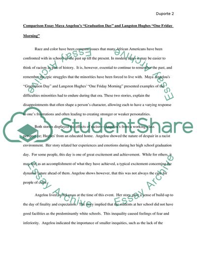 Graduation Day by Maya Angelou and One Friday Morning by Langston Hughes