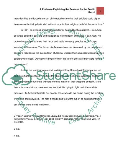 A Puebloan Explaining the Reasons for the Pueblo Revolt