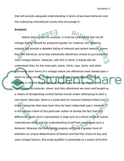 An Analysis of Human Motivation, Choice, and Behavior in Terms of Vintage Fashion