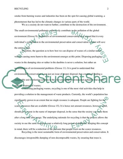 The Problem of Wastes of Packaging and Recycling as a Method of Solution