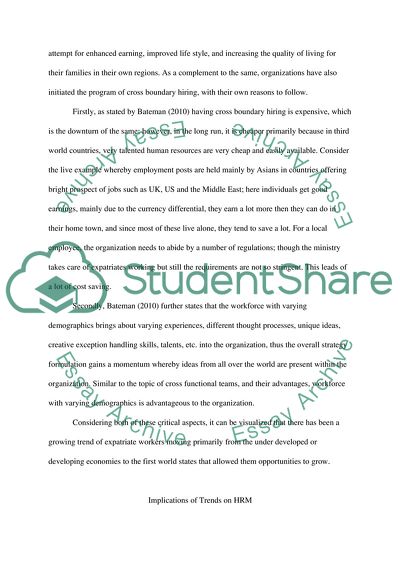 Analysis of Trends and Their Implications for HR