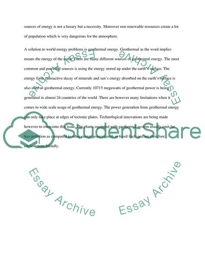 Geo Thermal Energy - Extra Credit Assignment