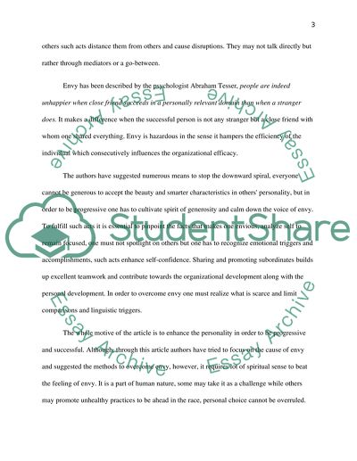 Envy at Work by T. Menon and L. Thompson